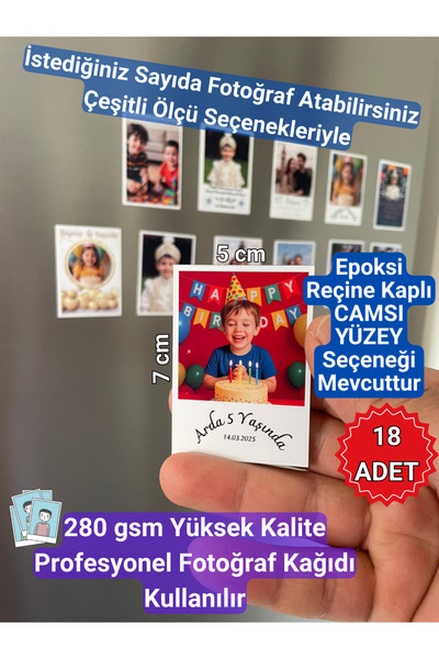 Magnetic Shop Kişiye Özel Yazılı Doğum Günü Temalı Resimli Magnet Yüksek Kali...