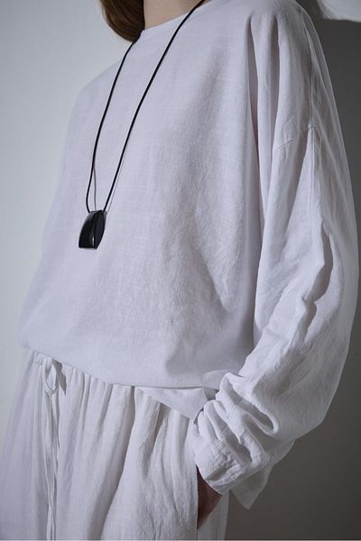 Suud Collection Λευκή λινή μπλούζα Ole Oversize
