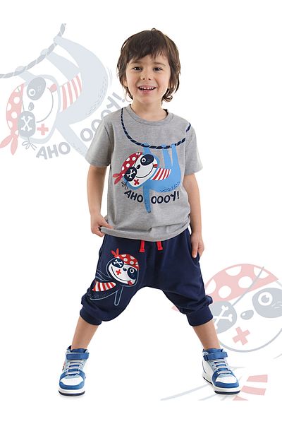Denokids Sommer-Set aus T-Shirt und Caprihose für Jungen – Lazy Animal-Muster