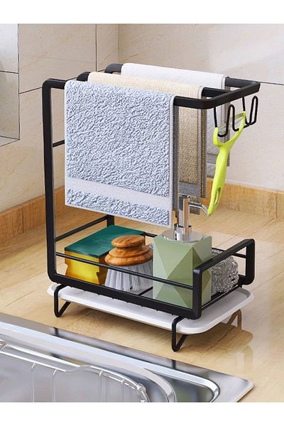 Un Multifunctional Towel Rack No Drilling Wall Mount Gold