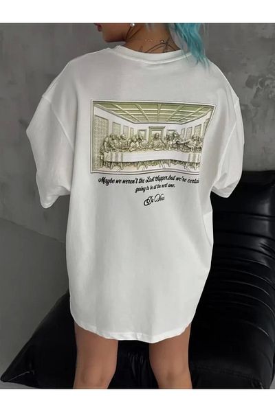 Wheat Butik Unisex Imprimat Oversize Thirt White