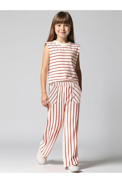 minojoy Liso Girl's Red Striped Elastic Trousers