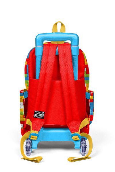 Coral High Set de 3 genți de școală cu model bloc de culoare pentru copii SET0123975