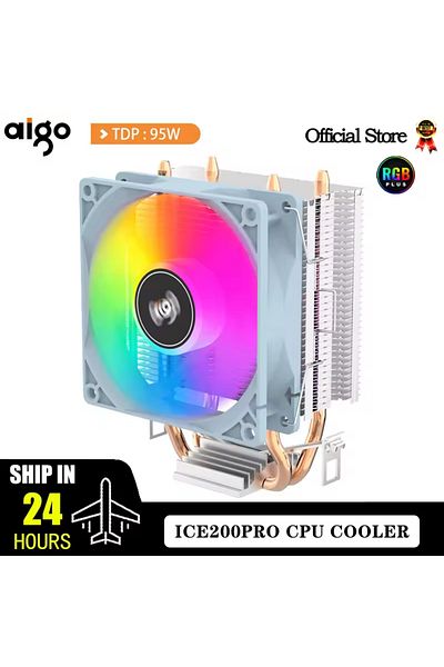 Choice مبرد وحدة المعالجة المركزية White Ice200pro Air مزود بأنبوبين حراريين ومبرد تبريد ومروحة PWM ثلاثية الدبابيس ومروحة هادئة
