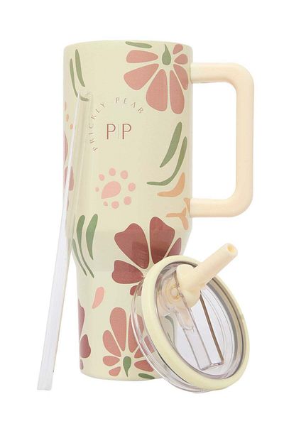 PRICKLY PEAR Stainless Steel Water Bottle 40 Oz Hydrator Abstract Floral