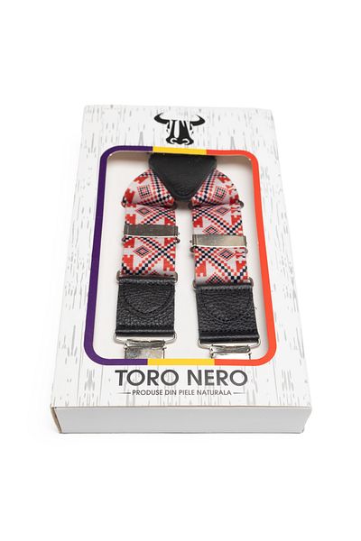 Toro Nero Men's Traditional Red Suspenders