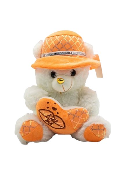 rexa Teddy Bear with Hat & “Kiss Me” Heart Pillow – Plush Gift Toy | 38 x 27 cm