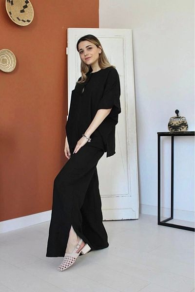 Vogueway Black V-Neck Suit