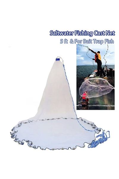 Choice 5ft Radius American Saltwater Fishing Cast Net For Bait Trap Fish 5ft Radius Casting