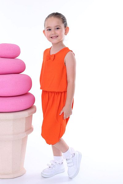 ZUZUNGA Airobin Fabric Bow Detailed Girl's Baggy Set (Top and Bottom)