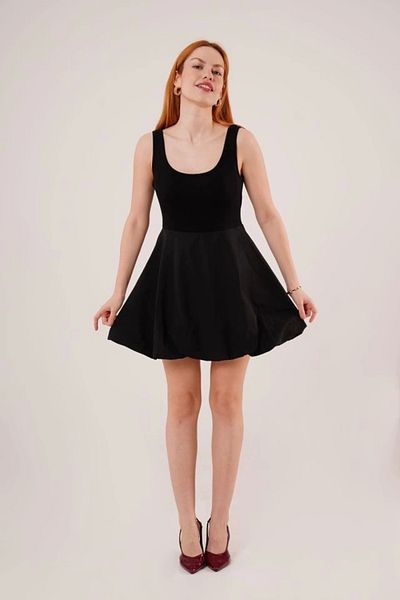 Silerra Fusta balon cu bretele groase Rochie neagra