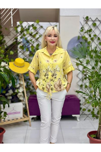 Punta Otantik Nc25513 Italian Laced Coton Shirt Yellow
