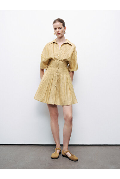 Nocturne Keten Mini Gömlek Elbise