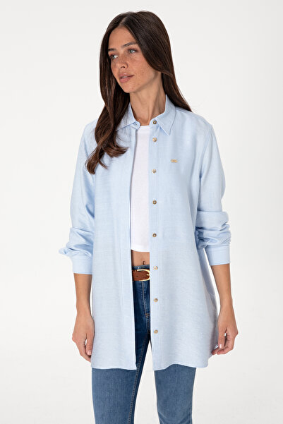 U.S. Polo Assn. Kadın Açık Mavi Dokuma Tunik Gömlek 50306411-VR003