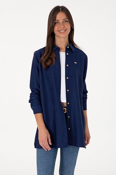 U.S. Polo Assn. Women's Navy Blue Woven Tunic Shirt 50306411-Vr033