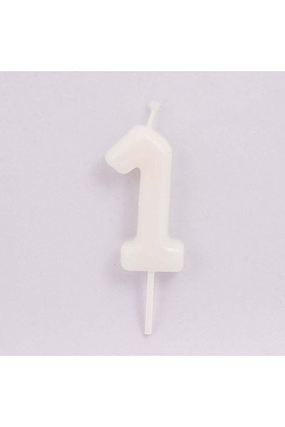 Party and Story Off White Birthday Candle Number 1