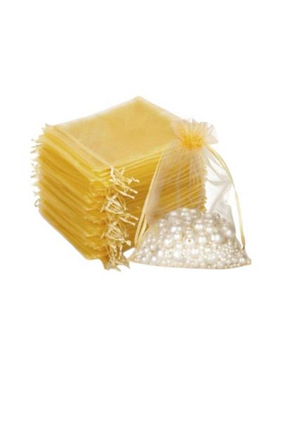 Party and Story Chiffon bag made of organza fabric, 12 pieces, gold balloon