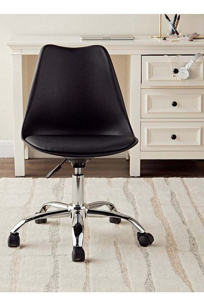 Taimi Pack of 4 Modern Desk Chair, Adjustable 360 °Swivel Armless Swivel Computer Chair With Wheels Black