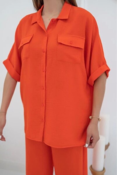 TUA MODA Orange Shirt and Pants Set