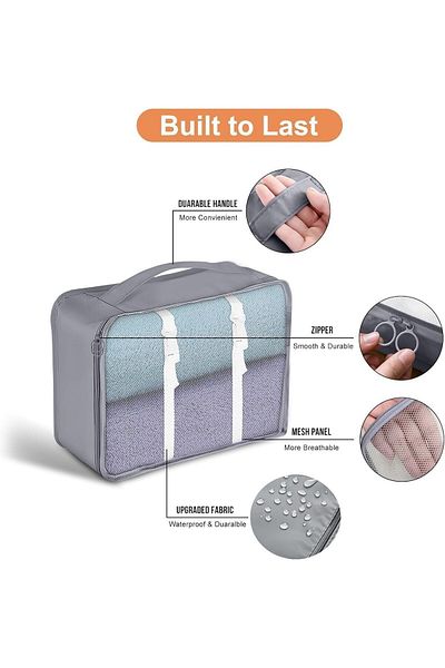 Saharaz 7-piece Set Of Large-capacity Travel Storage Bags,durable And Waterproof,for Clothing Storage,gray