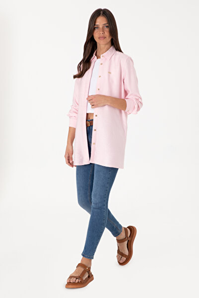 U.S. Polo Assn. Kadın Açık Pembe Dokuma Tunik Gömlek 50306411-VR078