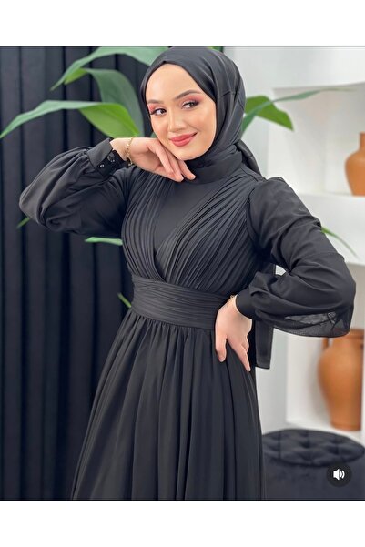 GÜZELLER Βραδινό φόρεμα από τούλι με λεπτομέρεια πιέτες στη μέση ντραπέ