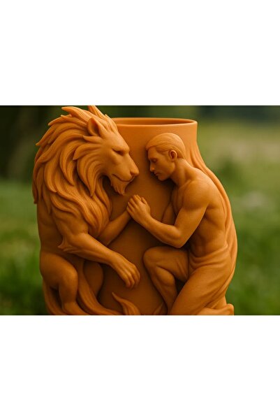 Ecce baggs Gold Aslan Detaylı Dekoratif Vazo