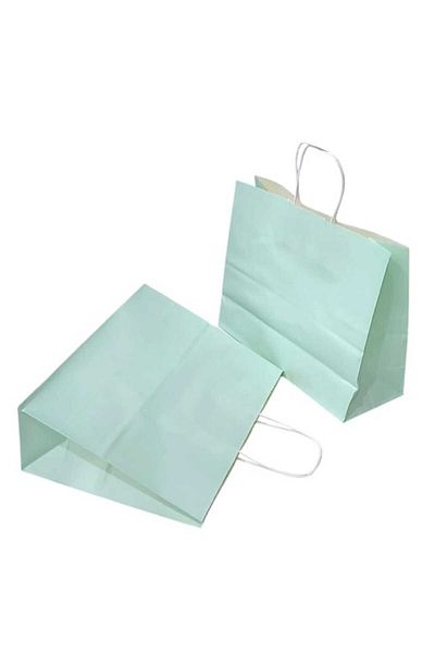 Party and Story A set of 12 pieces of kraft bags in light tiffany color, size 30cm*25cm*12cm