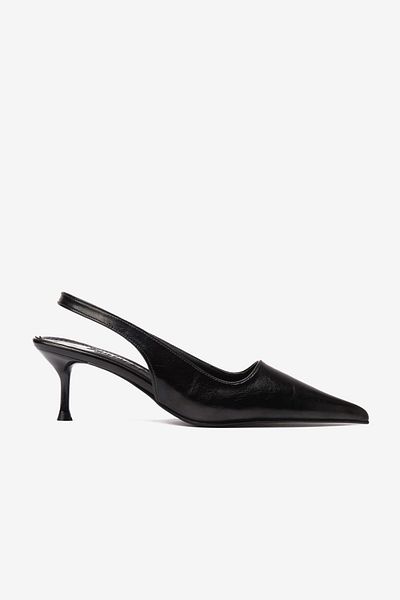 Seniorah Black Skin Rubber Detailed Women's Heeled Shoes