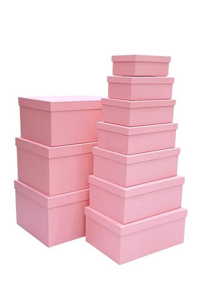 Party and Story A set of ten gift boxes made of pink cardboard