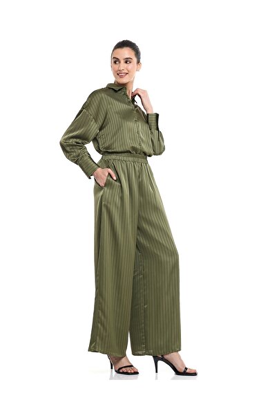 R&B بنطلون بالازو مخطط بخصر مطاطي