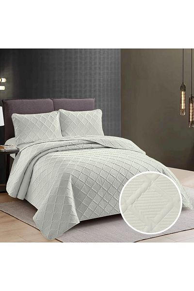 Pucioasa Plain Bedspread + 2 Pillowcases - Ivory