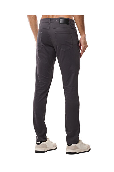 R&B Solid Slim Fit Trousers with Button Closure