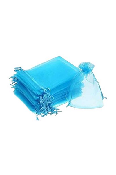 Party and Story Chiffon bag made of organza fabric, 12 pieces, turquoise balloon