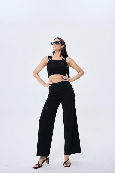 Peraluna Memphis Trouser Women's Relaxed Fit Knitwear Trousers - Black
