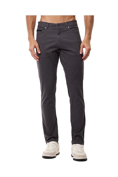 R&B Solid Slim Fit Trousers with Button Closure