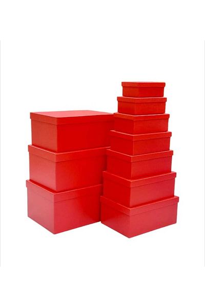 Party and Story A set of ten gift boxes made of red cardboard