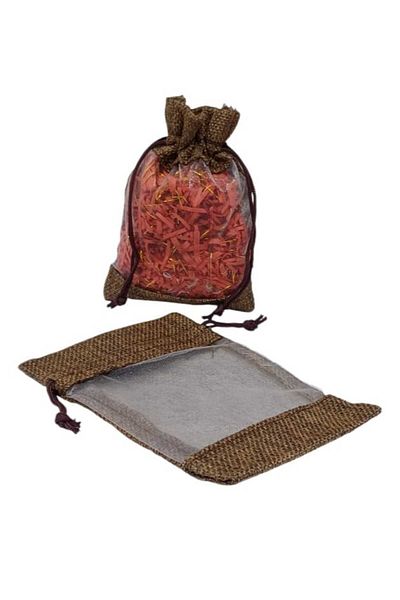 Party and Story Burlap distribution bags with a transparent front(12 pieces)L(20Ã—15CM)