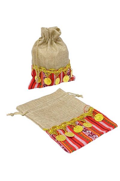 Party and Story Popular burlap bag, Qarqian Baldo, for distributions12 pieces 13Ã—18CM