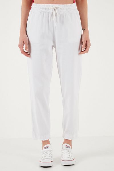 Lela Pantaloni din bumbac cu talie normală, cu croiala normală, cu picioare drepte, pantaloni 668yp42282s4