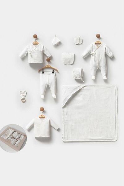 Cassiope Newborn Organic Cotton Baby Boy 10-Piece Hospital Discharge Set for Soft and Sensitive Skin
