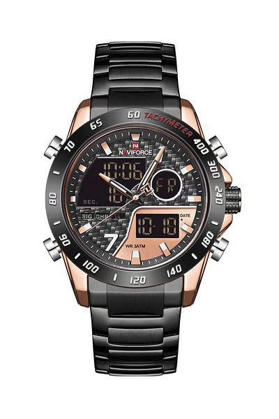 Naviforce Men's Stainless Steel Analog & Digital Wrist Watch RG/RG/B - 45 mm - Black