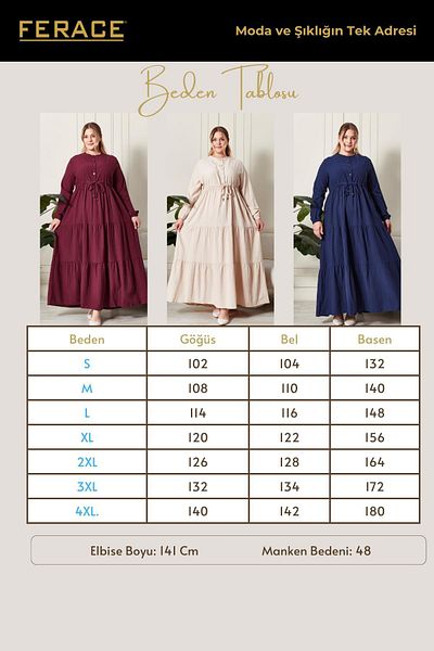 Ferace Γυναικείο υφασμάτινο φόρεμα Seersucker Plus Size