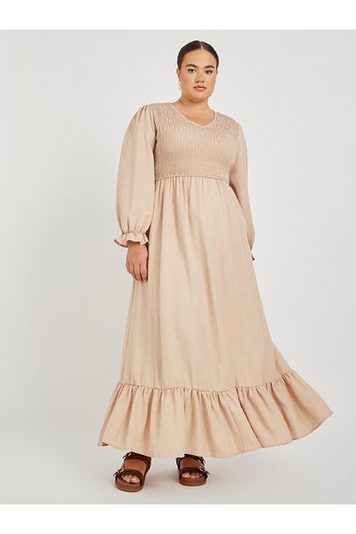 Styli Plus Size Balloon Sleeve A-Line Maxi Dress