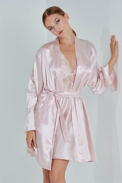 mdm style Set de zestre din satin pudrat pentru femei, 6 piese, rochie din da...