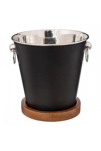 Secret de Gourmet SG Black Mango smoothie bowl, stainless steel, wooden base, 21 x 22 cm