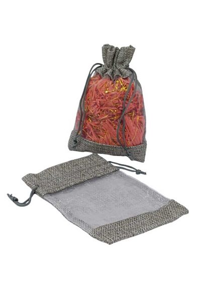 Party and Story Burlap distribution bags with a transparent front(12 pieces)XL(23Ã—17CM)