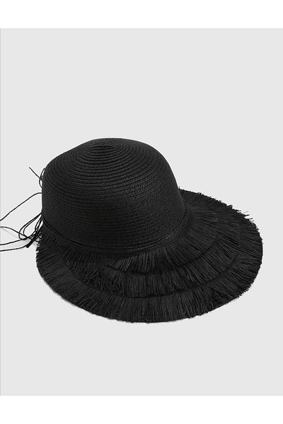 İLVİ Sendai Straw Black Women's Beach Hat