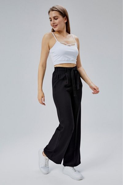 Jamila Linen Summer Women's Trousers with Elastic Waist and Belt