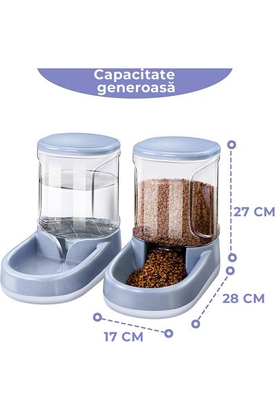 Fish & Paws Water and Food Dispenser for Dogs and Cats, 2 In 1 Set, Nontoxic, 3.8l